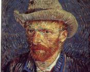 文森特 威廉 梵高 : 戴灰色毡帽的自画像